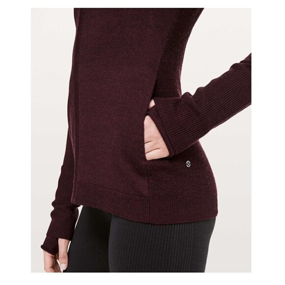 Women's Burgundy Full-Zip Sweater - Picture 4 of 10
